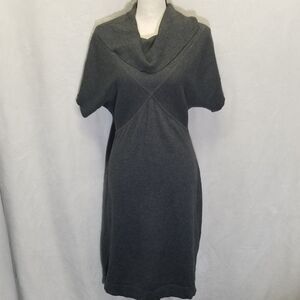 Jones Wear Dress Medium Sweater Short Sleeve Cowl Neck Knee Length Cotton Blend